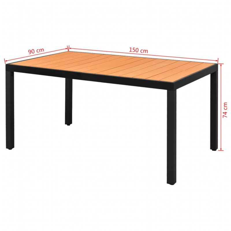 vidaXL Garden Table Brown 59.1"x35.4"x29.1" Aluminium and WPC