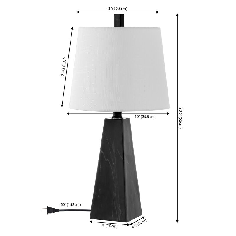 Owen 20.5" Contemporary Resin LED Table Lamp, Black Marble Finish (Set of 2)