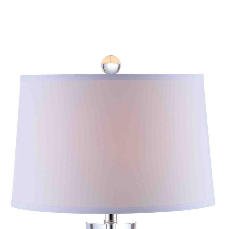 27 Inch Table Lamp with Glass Stand, Empire Shade, Metal, Clear Finish-Benzara