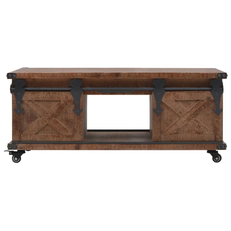 vidaXL Coffee Table Solid Fir Wood 35.8"x20.1"x15" Brown