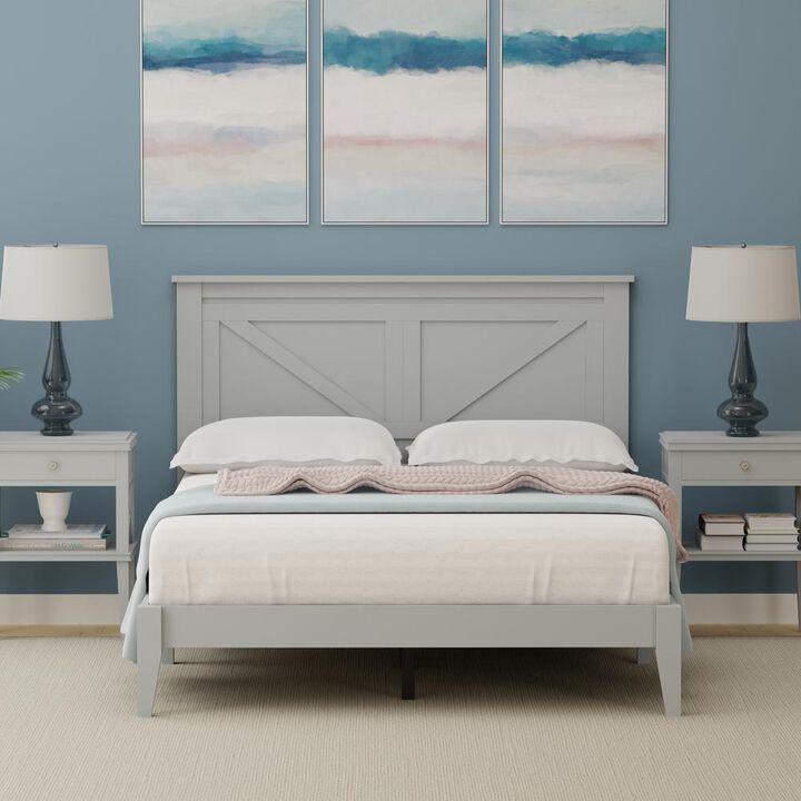 Glenwillow Home Farmhouse Wood Platform Bed in Full - Grey