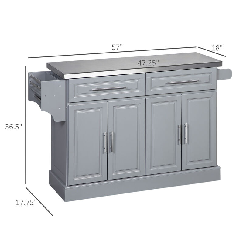 Rolling Stainless Steel Counter Kitchen Cart Storage Cabinet w/ Drawers & Rack