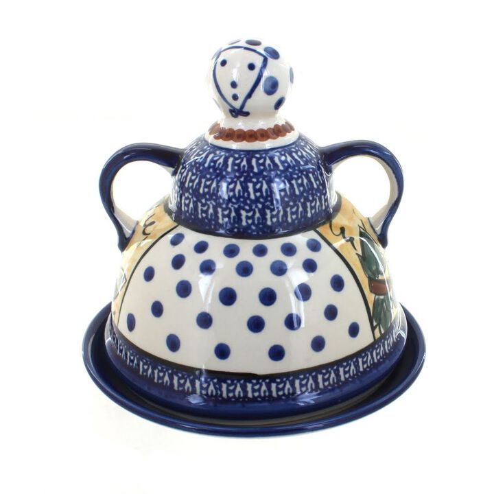 Blue Rose Polish Pottery Nature Cheese Lady