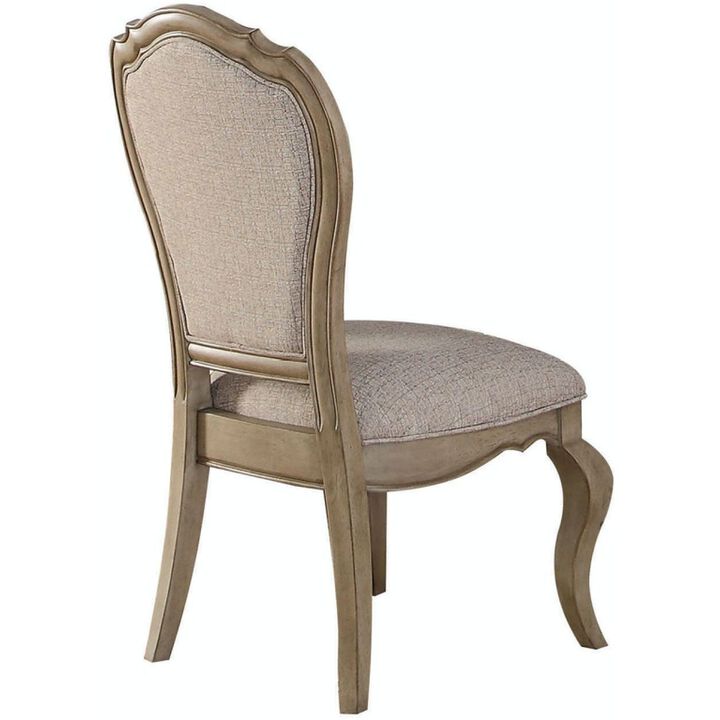 Chelmsford Side Chair (Set-2) in Beige Fabric & Antique Taupe