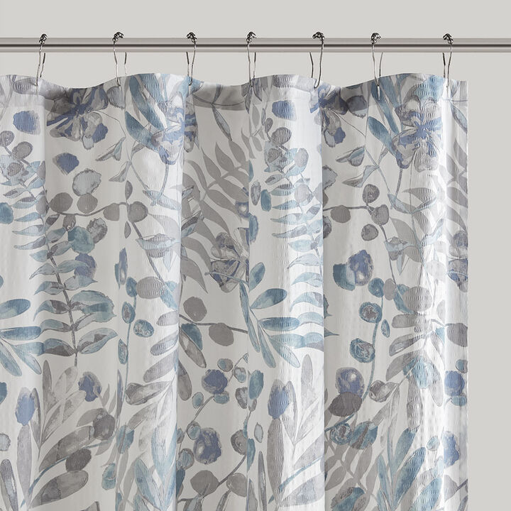 Gracie Mills Rice Floral Seersucker Shower Curtain