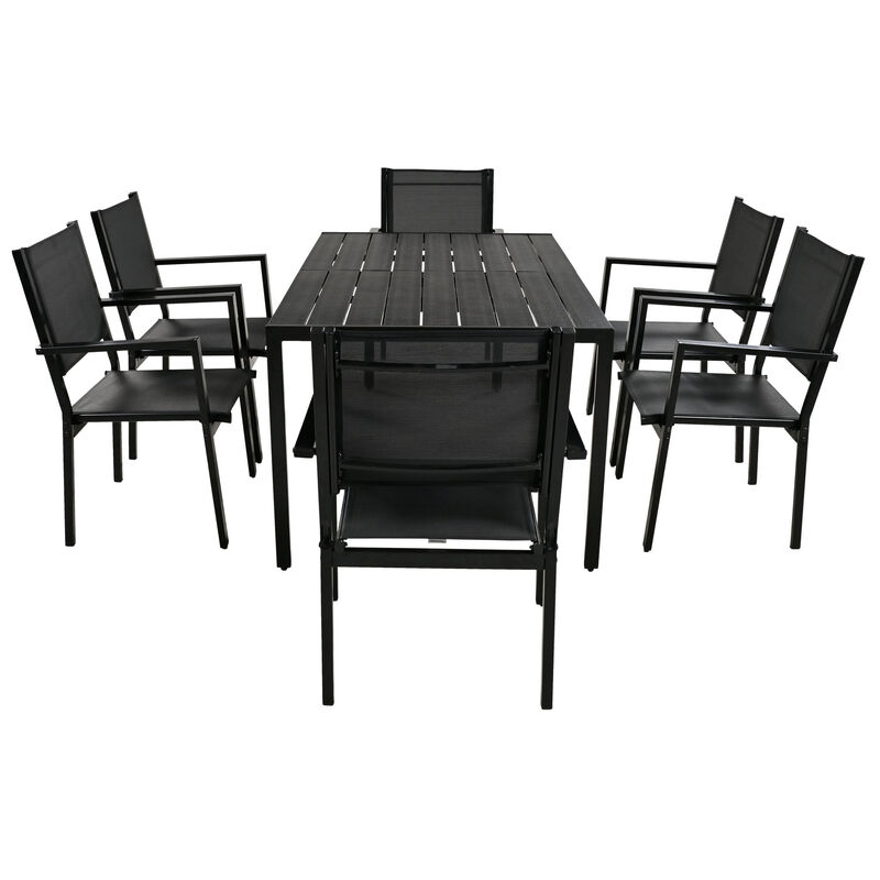 Merax Modern Outdoor  Dining Table Set with 6 Chairs