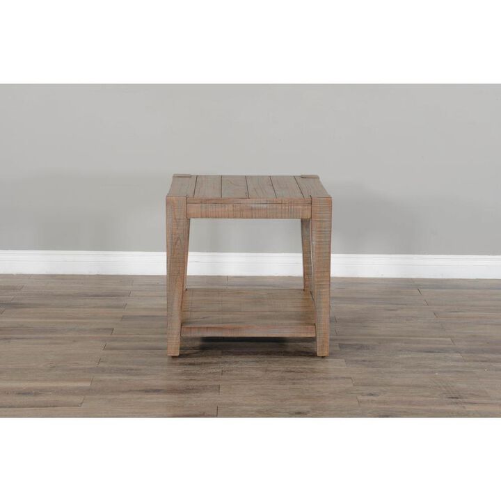 Sunny Designs 24 Modern Mindi Wood End Table in Weathered Brown