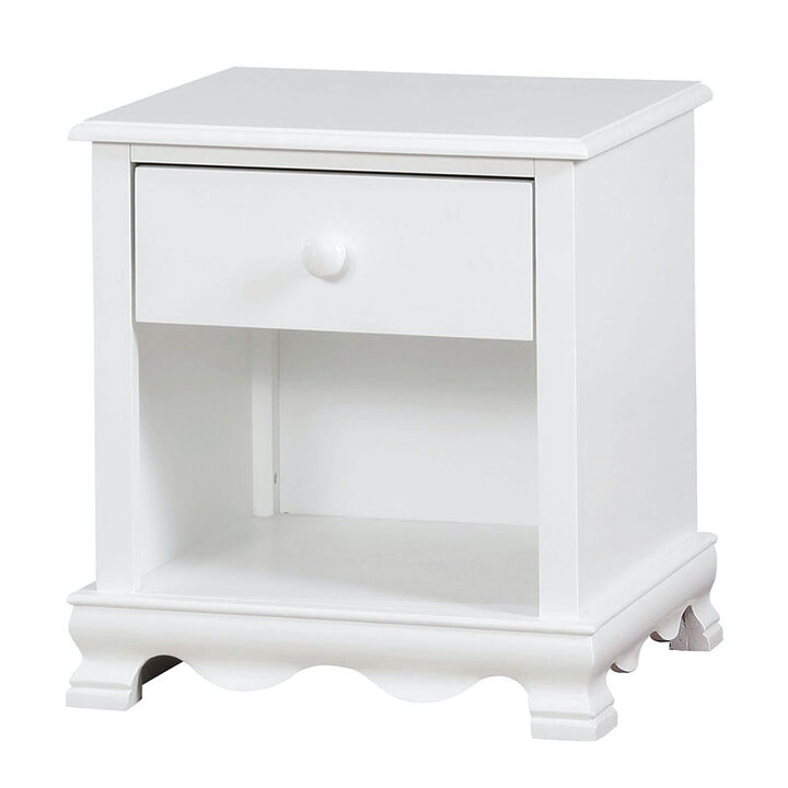 Nightstand with 1 Drawer and 1 Open Shelf, White-Benzara