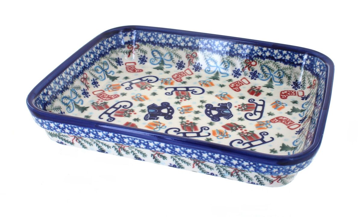 Blue Rose Polish Pottery Atlantis Medium Rectangular Baker