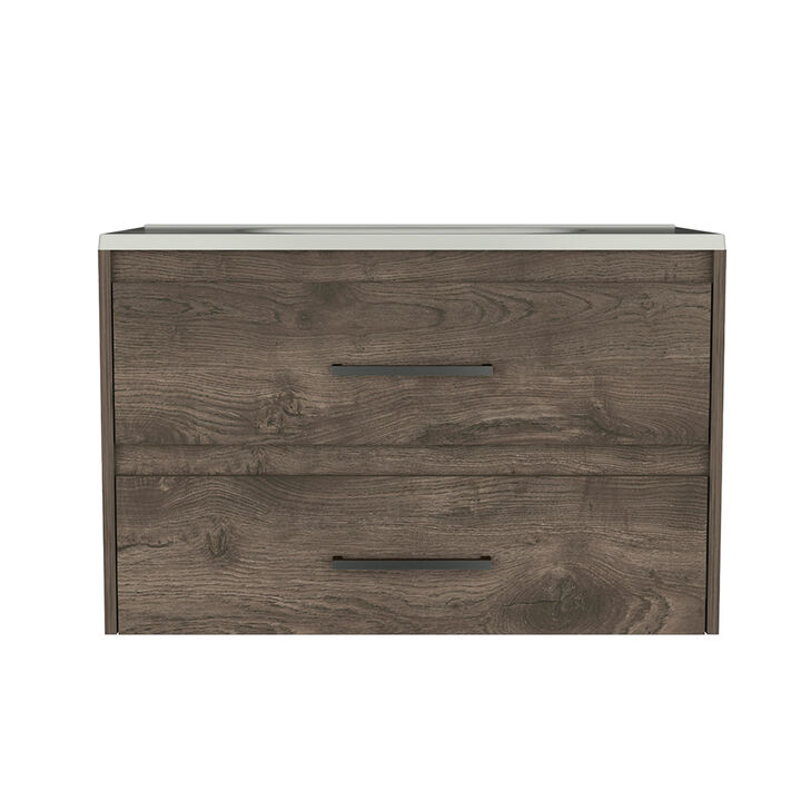 Wall Mounted Bathroom Vanity Alma, Bathroom, Dark Brown / White