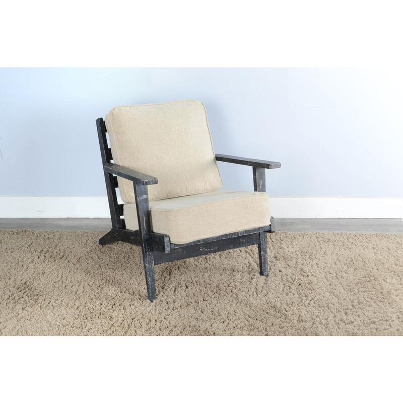 Sunny Designs Marina Mid-Century Mahogany Accent Chair with Cushion - Black Sand