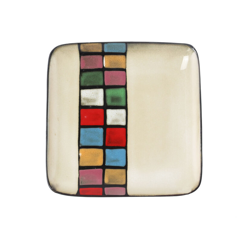 Elama Color Melange 16 Piece Multicolored Square Stoneware Dinnerware Set