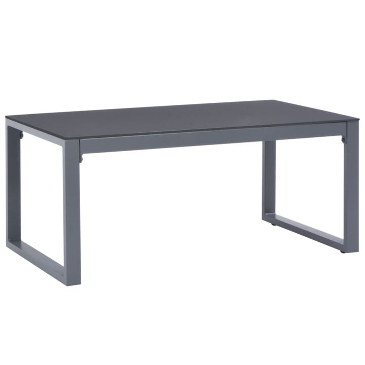 vidaXL Scandinavian-Style Coffee Table - Powder-Coated Aluminum and Glass - Gray - Lightweight - Rectangular - Versatile Use - 35.4"x19.7"x15.7"