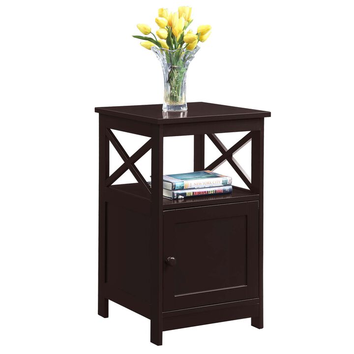 Oxford End Table with Storage Cabinet and Shelf