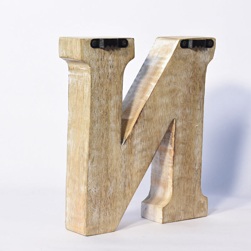 Vintage Natural Handmade Eco-Friendly "N" Alphabet Letter Block For Wall Mount & Table Top Décor