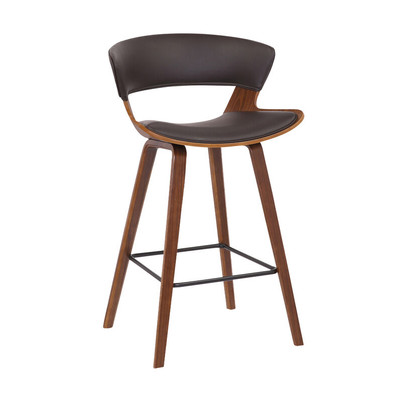 Jagger Modern  Wood and Black Faux Leather Counter Height Barstool