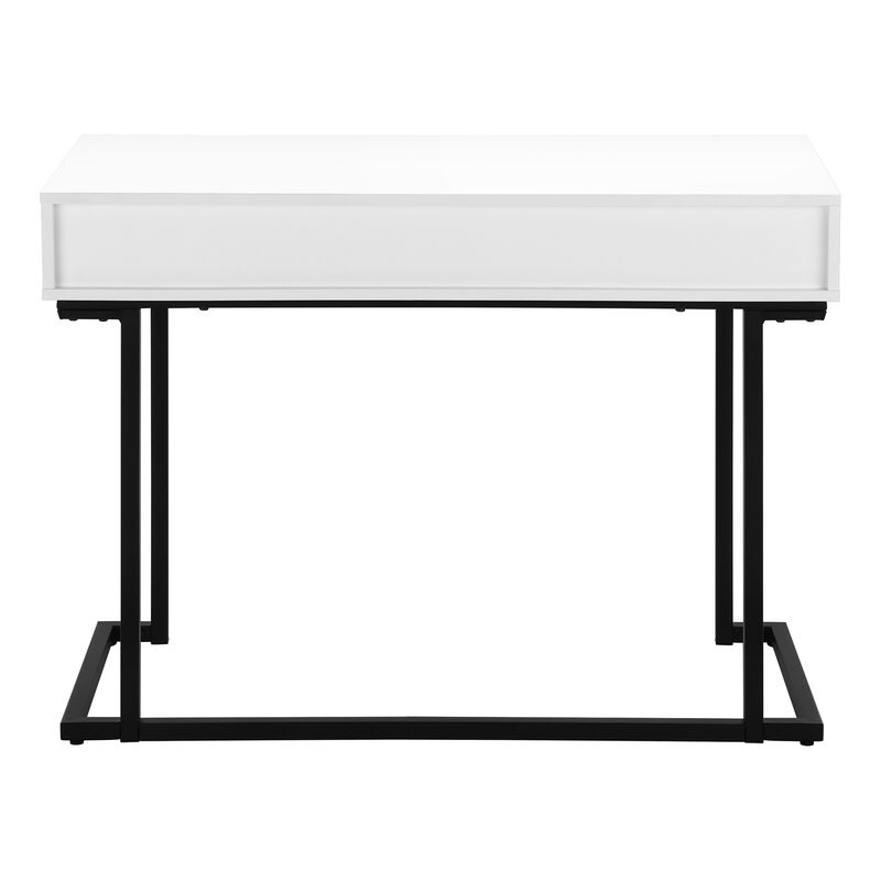 Monarch Specialties I 7385 Computer Desk, Home Office, Laptop, Storage Drawers, 42"L, Work, Metal, Laminate, Glossy White, Black, Contemporary, Modern