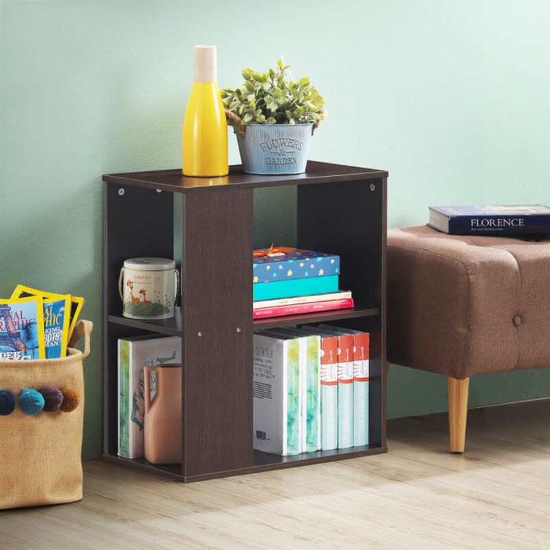 2-Tier Side End Table with Storage Shelves