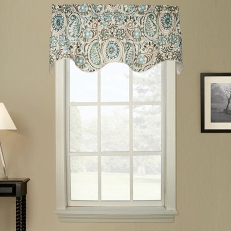 Ellis Curtain Paisley Prism Duchess 3" Rod Pocket Valances for Windows 100" x 30" Latte