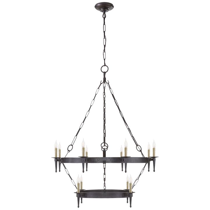 Branson Medium Two-Tiered Ring Torch Chandelier