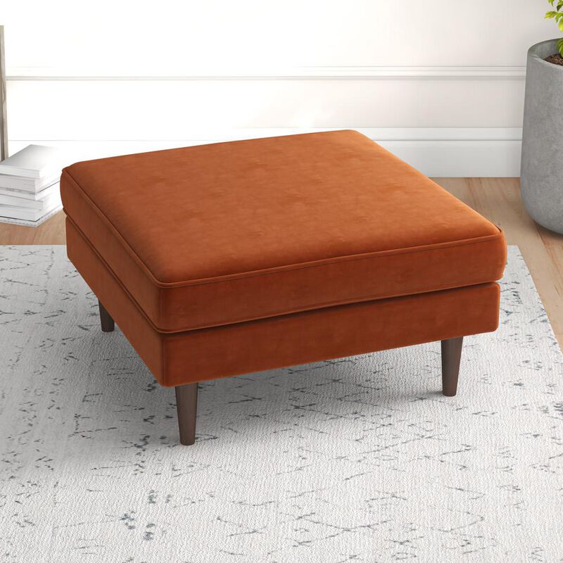 Ashcroft Furniture Co Amber Mid-Century Modern Square Upholstered Ottoman