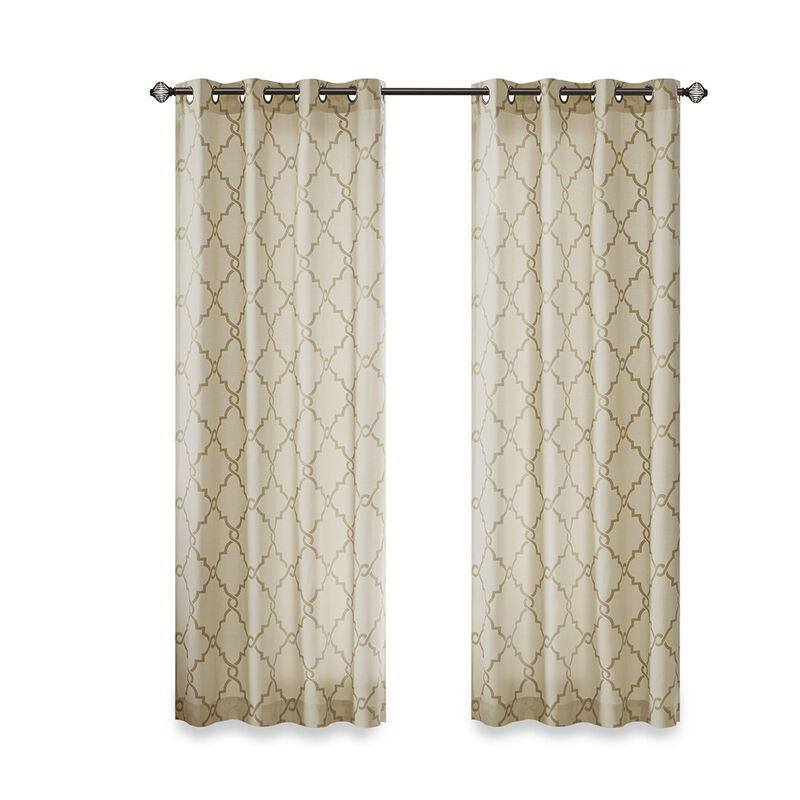 Gracie Mills Ondine Scroll Geometric Fretwork Grommet Window Curtain Panel