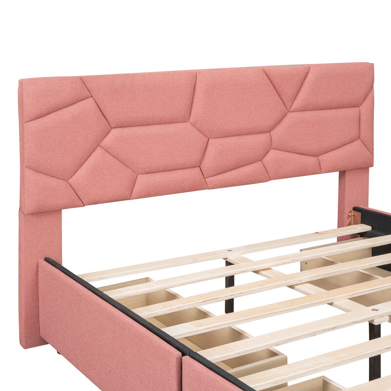 Merax Upholstered Platform Bed with 4 Drawers