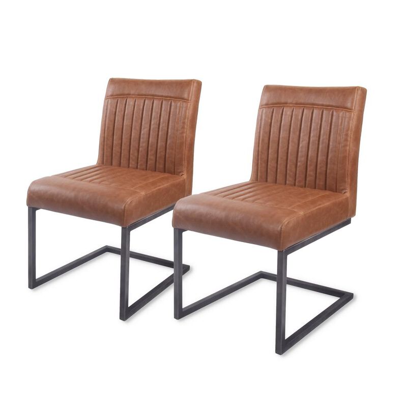 New Pacific Direct Ronan PU Leather Dining Chair, (Set of 2)