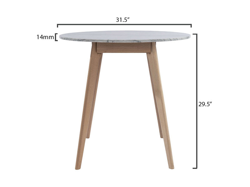 Avella 31" Round Italian Carrara White Marble Dining Table with Legs