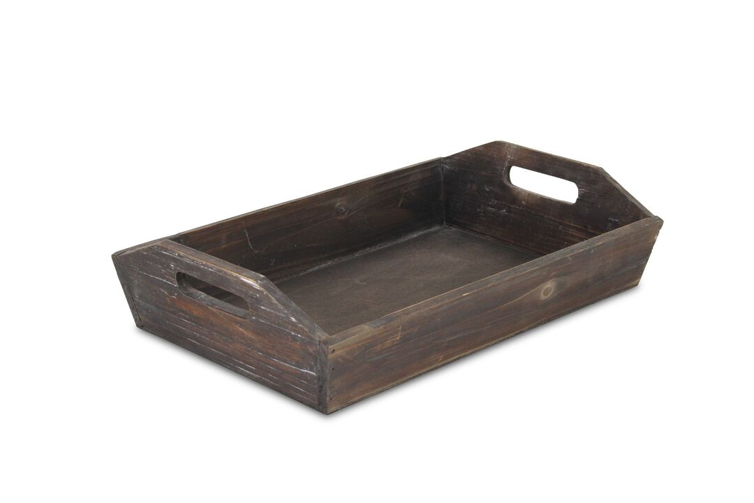 19.5" Brown Distressed Contemporary Style Solid Tapered Tray