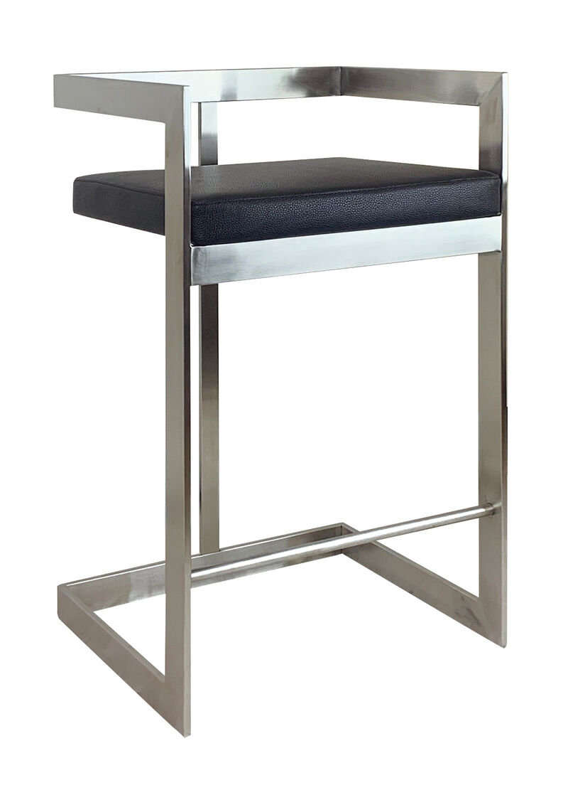 Counter Chair, 26", Black, Stainless Steel Base