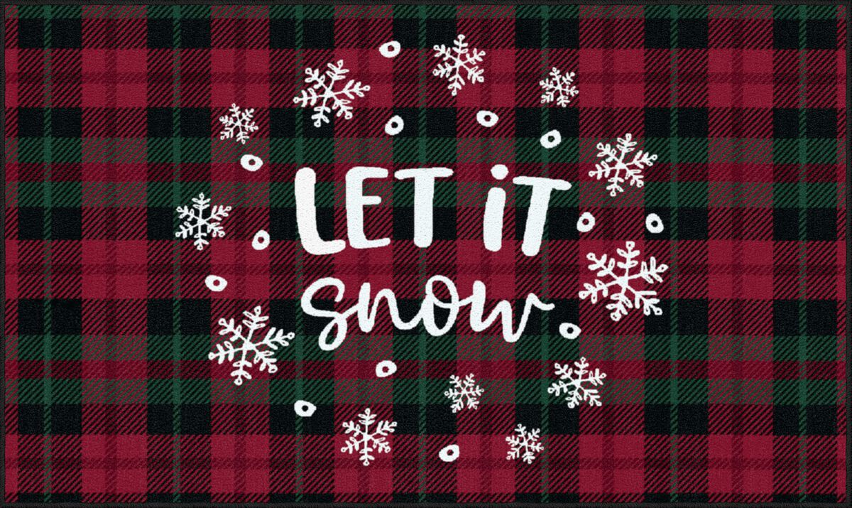 Let It Snow Plaid Red 1' 6" x 2' 6" Kitchen Mat