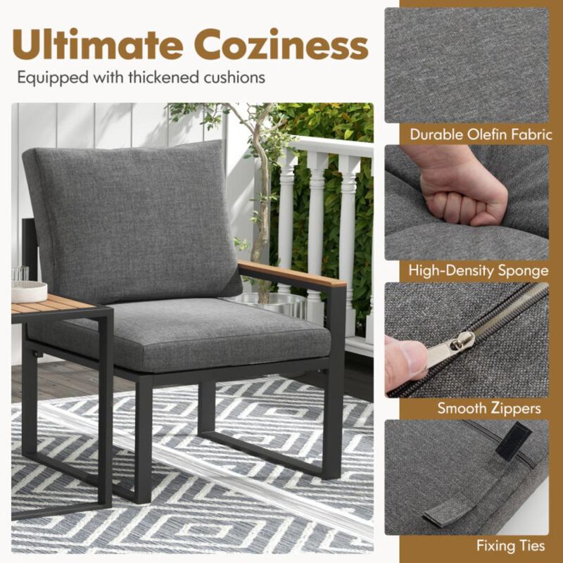 Hivvago 5 Pieces Aluminum Frame Weatherproof Outdoor Conversation Set with Soft Cushions