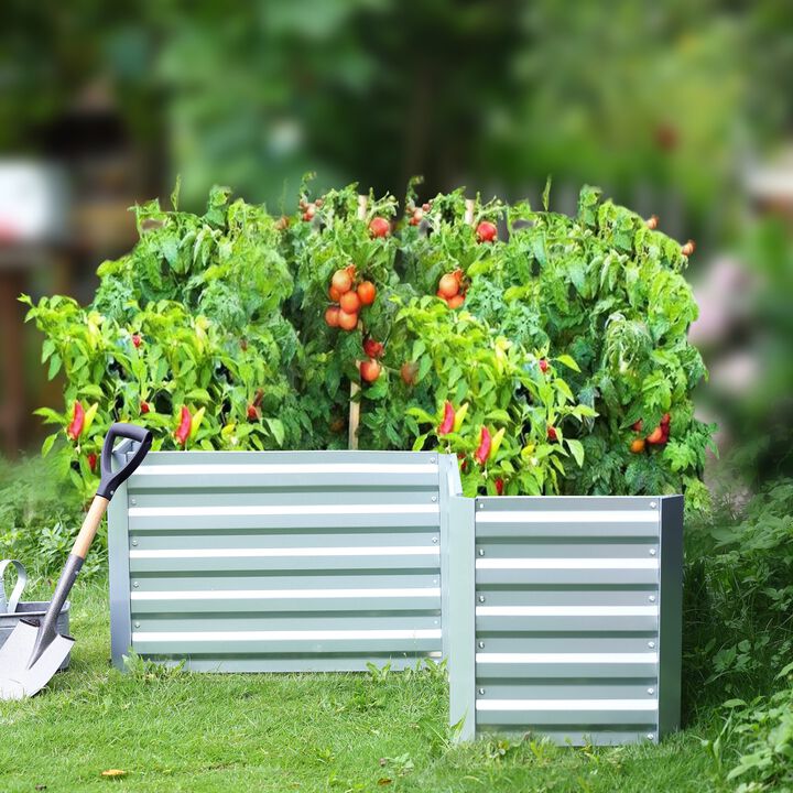 LuxenHome L-Shaped Galvanized Steel Raised Garden Bed