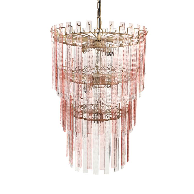 Hampshire Pink Acrylic 3-Tier Chandelier