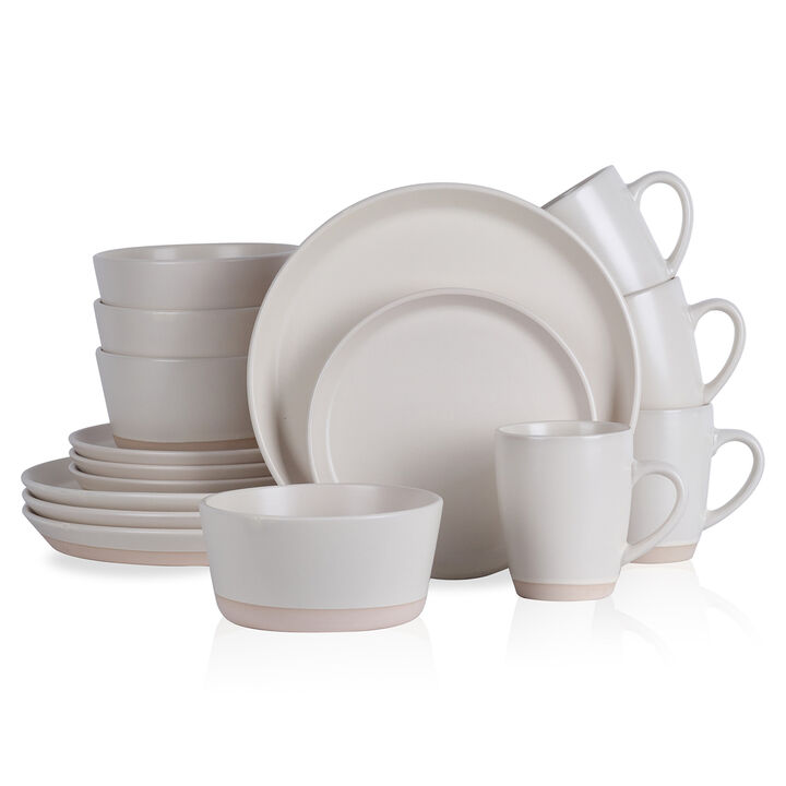 Stone Lain Jules Stoneware 16 Piece Dinnerware Set, Yellow