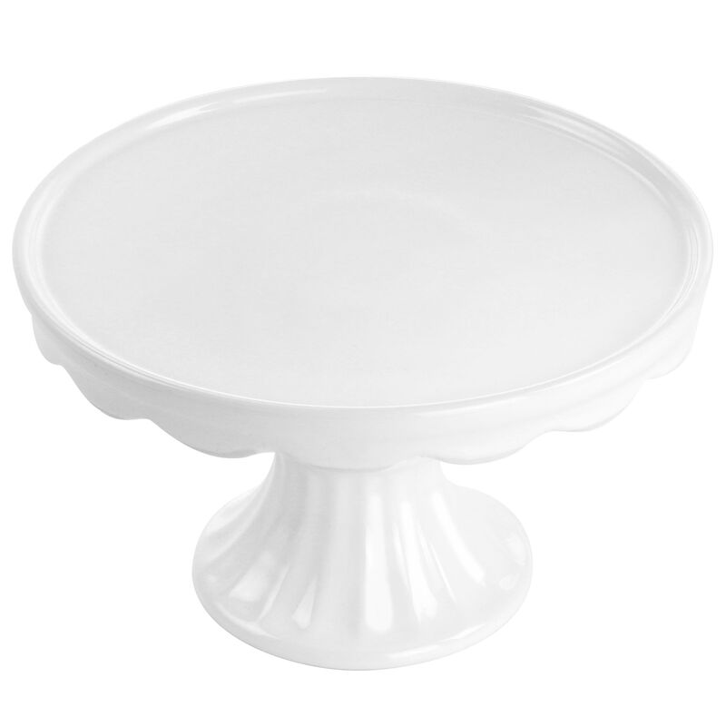 Martha Stewart Elevated 8 Inch Small Stoneware Cake Stand in White