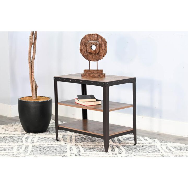 Sunny Designs San Diego Metal & Solid Wood Chair Side Table in Brown