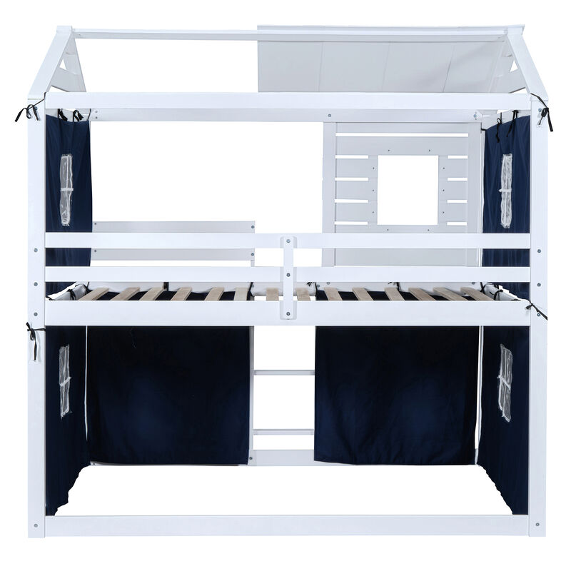 Merax Wood House Bunk Bed with Tent