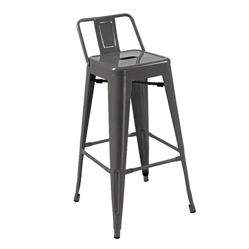 Giri 26 Inch Counter Stool Chair, Footrest and Tapered Legs, Light Gray - Benzara