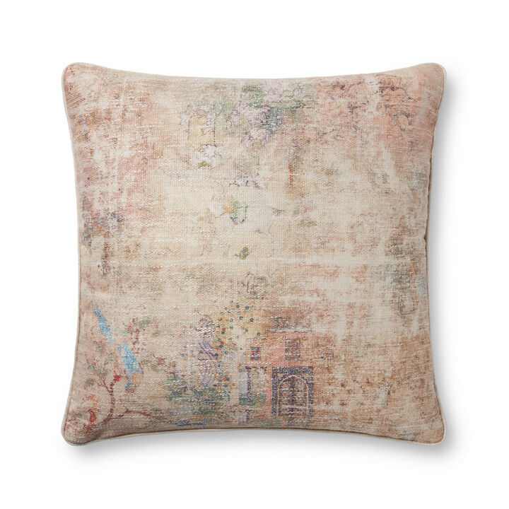 PLL0011 Beige/Multi 22"x22" Poly Pillow