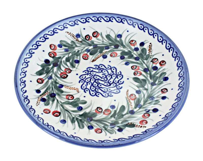 Blue Rose Polish Pottery Pansies Dessert Plate