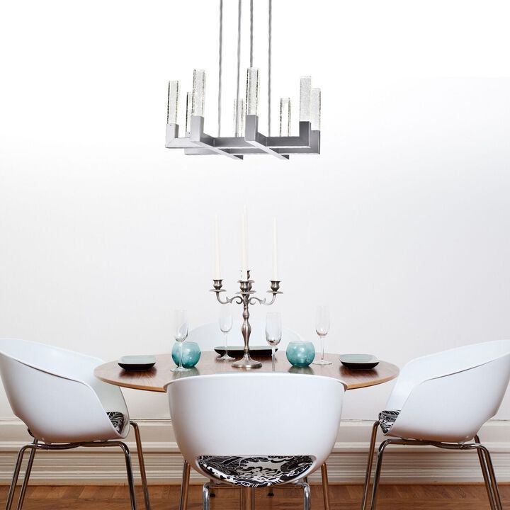 Dianyi Chandelier Silver Metal and Acrylic 8 LED Lights Dimmable
