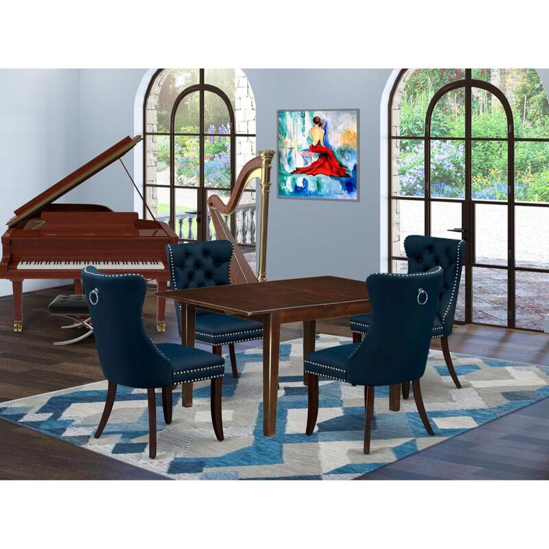 5 Piece Kitchen Table Set Contains a Rectangle Dining Table with Butterfly Leaf