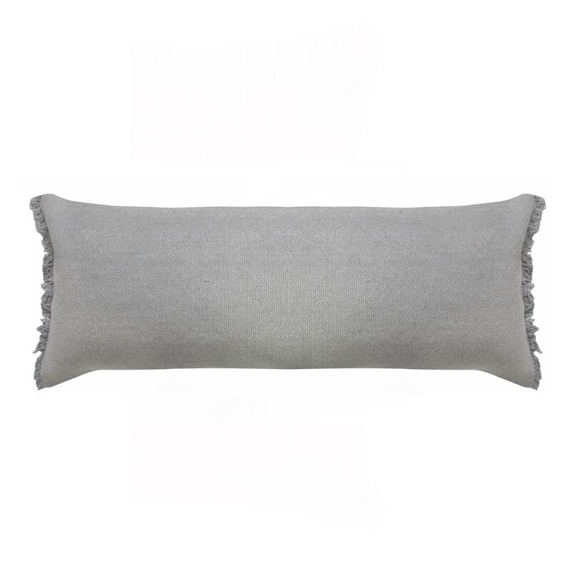 36" Gray Solid Fringe Lumbar Throw Pillow