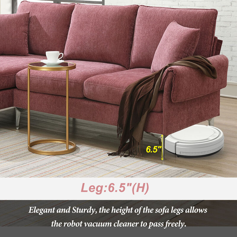84 " Convertible Sectional Sofa, Modern Chenille L-Shaped Sofa Couch with Reversible Chaise Lounge