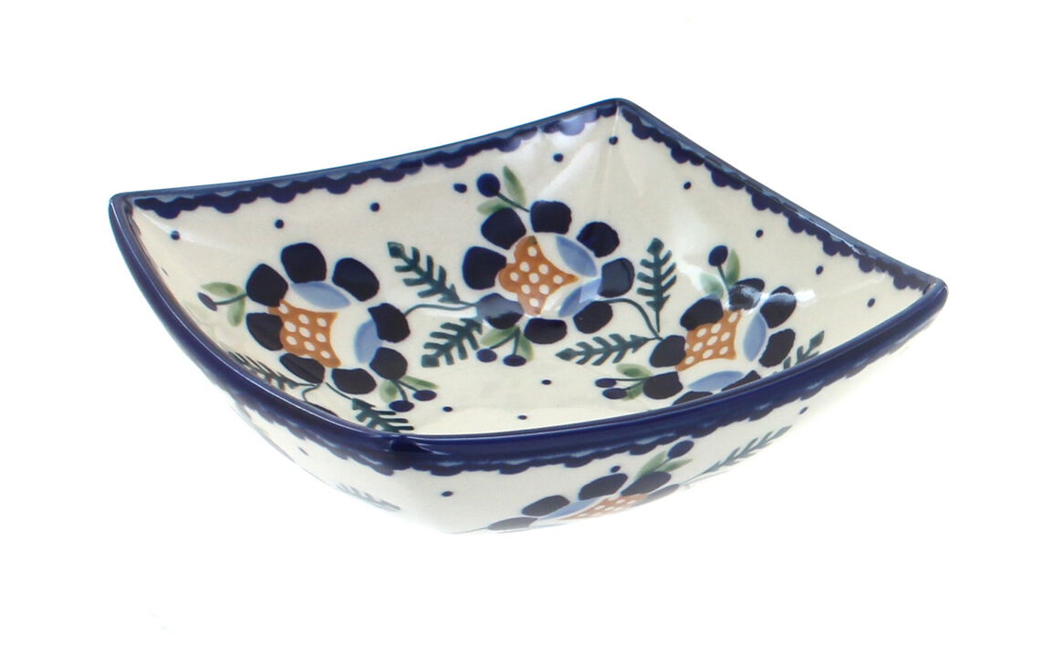 Blue Rose Polish Pottery Blue Violet Small Square Bowl