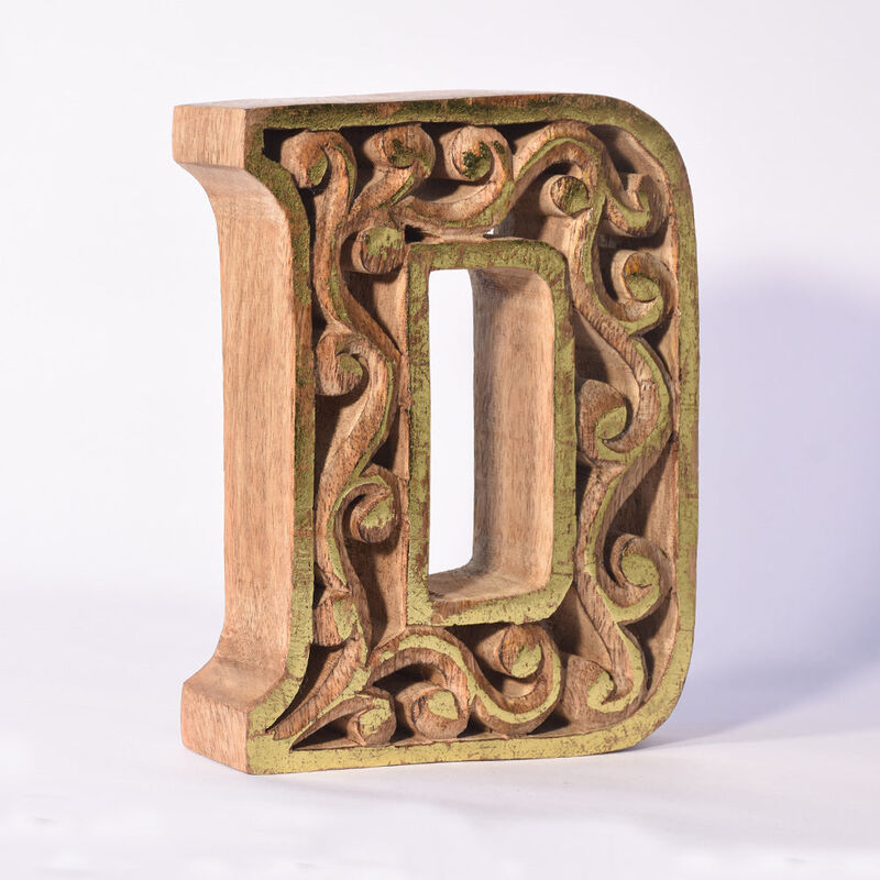 Vintage Natural Gold Handmade Eco-Friendly "D" Alphabet Letter Block For Wall Mount & Table Top Décor
