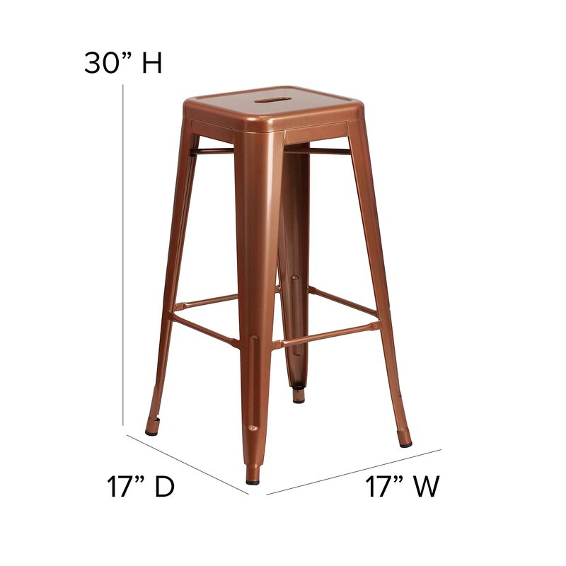 Flash Furniture Commercial Grade 30" High Backless Copper Indoor-Outdoor Barstool