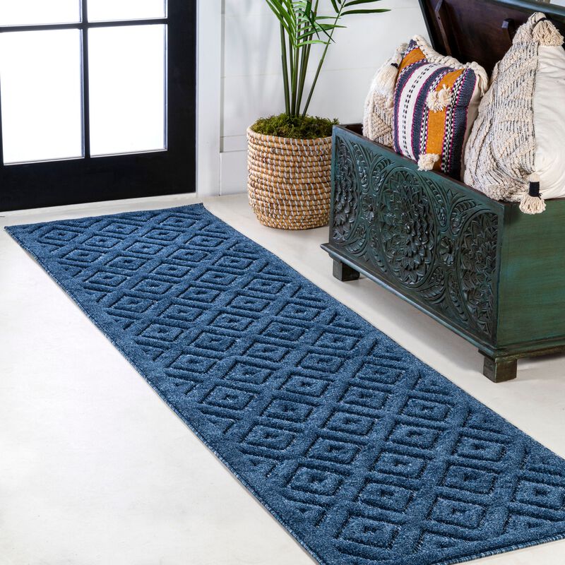 Portmany Neutral Diamond Trellis Indoor/Outdoor Area Rug